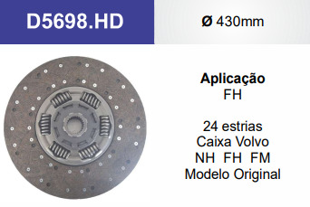 
                                DISCO EMBREAGEM VOLVO FH 12 CAIXA VT 430MM