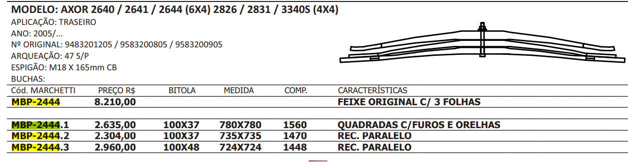 
                                MOLA 2a TRASEIRA PARABOLICA MB AXOR 2640 2641 2831 3340S 4X4