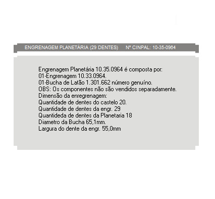 
                                ENGRENAGEM PLANETARIA DIFERENCIAL SC 124 RB662 RBP736 RBP835 PRINCIPAL REDUTOR